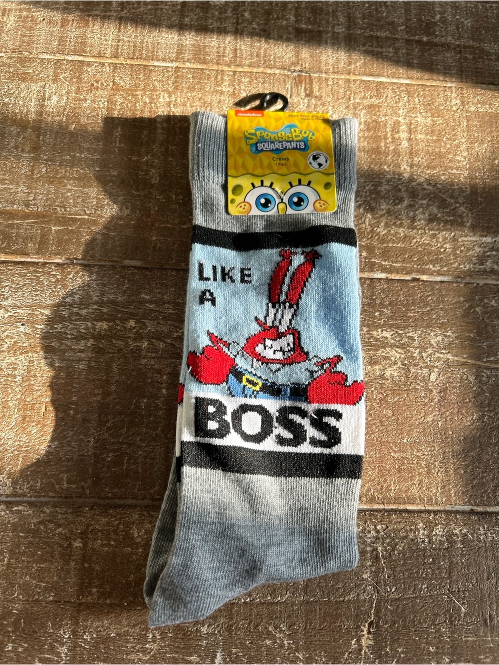 SpongeBob SquarePants Mr. Krabs 'Like A Boss' Crew Socks - Gray, Red, Black